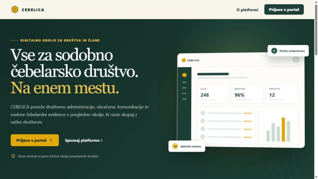Digitalno okolje eČebelica za čebelarska društva