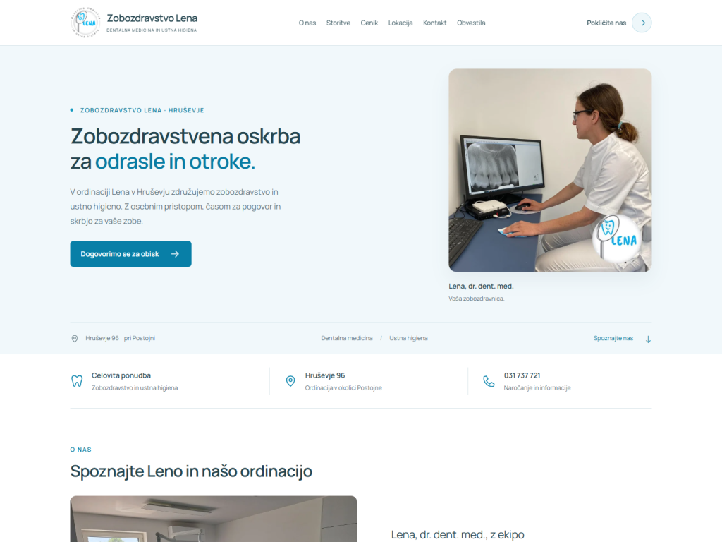Predogled lastne WordPress teme za Zobozdravstvo Lena