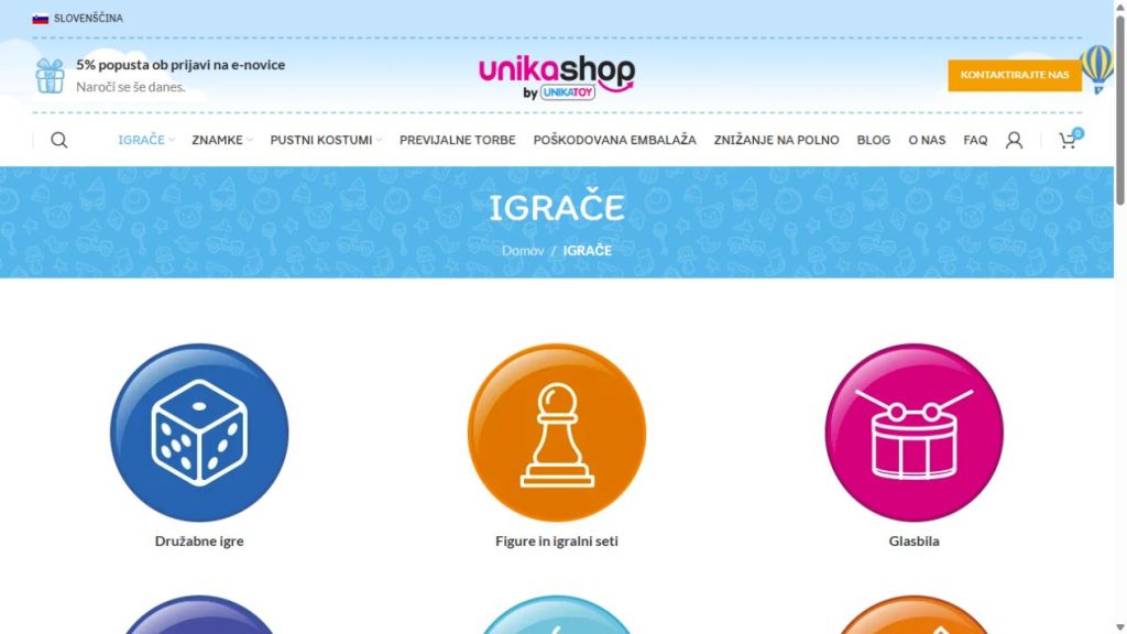Posnetek spletne strani Unikashop