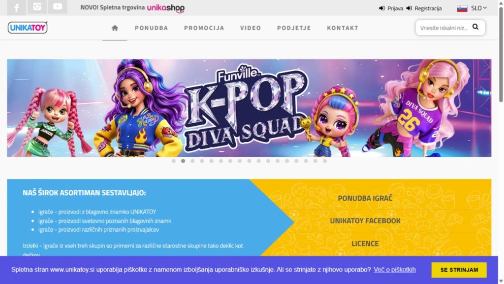 Posnetek spletne strani Unikatoy